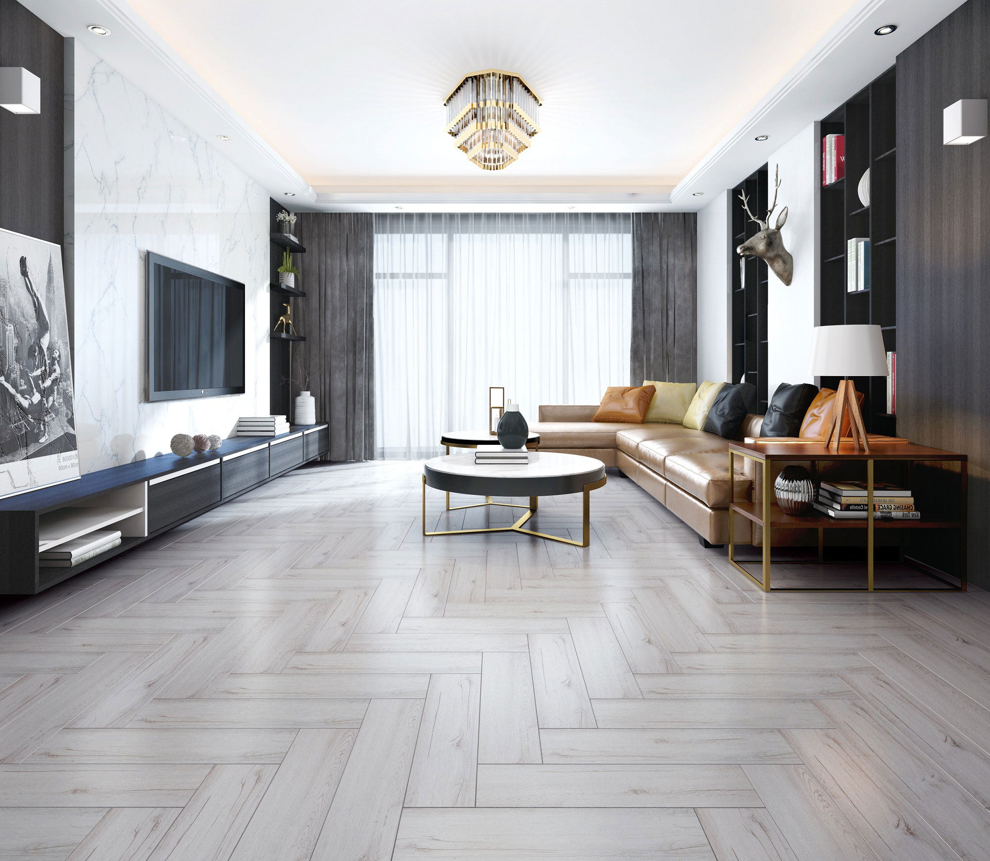 Wooden ceramic floor tiles