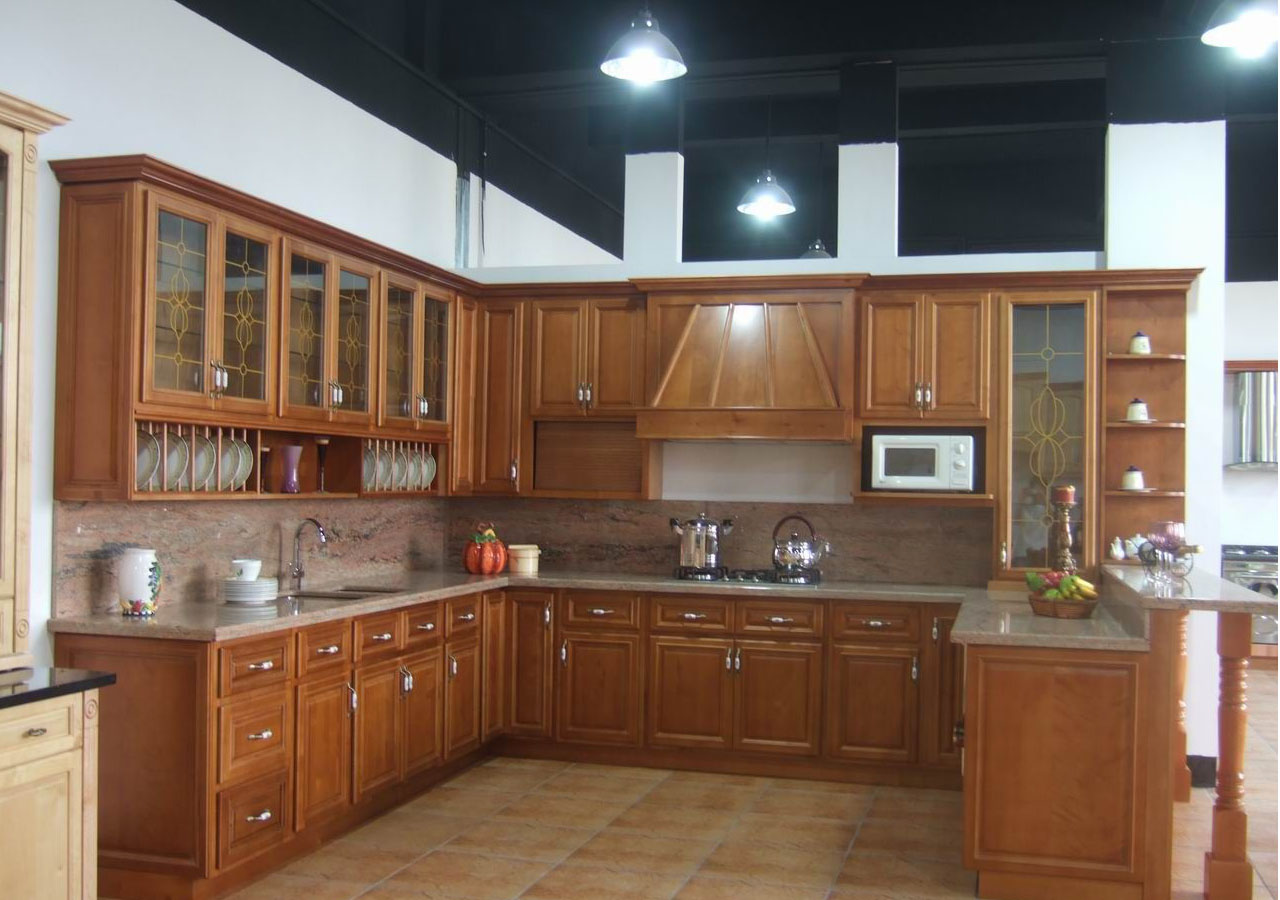 Solid wood kitchen cabinet